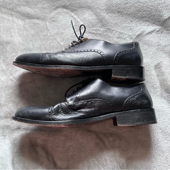 MARIO CALUGI Men’s Dress Shoes 10M Black Made in Italy Leather Dressy Oxfords - Picture 4 of 12